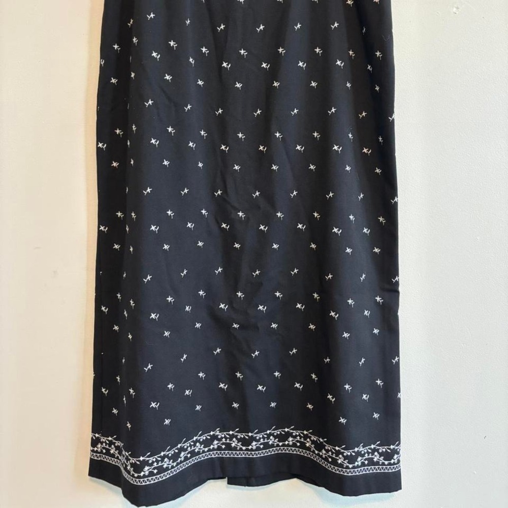 Vintage Grunge Y2K Black Whimsygoth Embroidered Floral Fairycore Maxi Skirt S-M